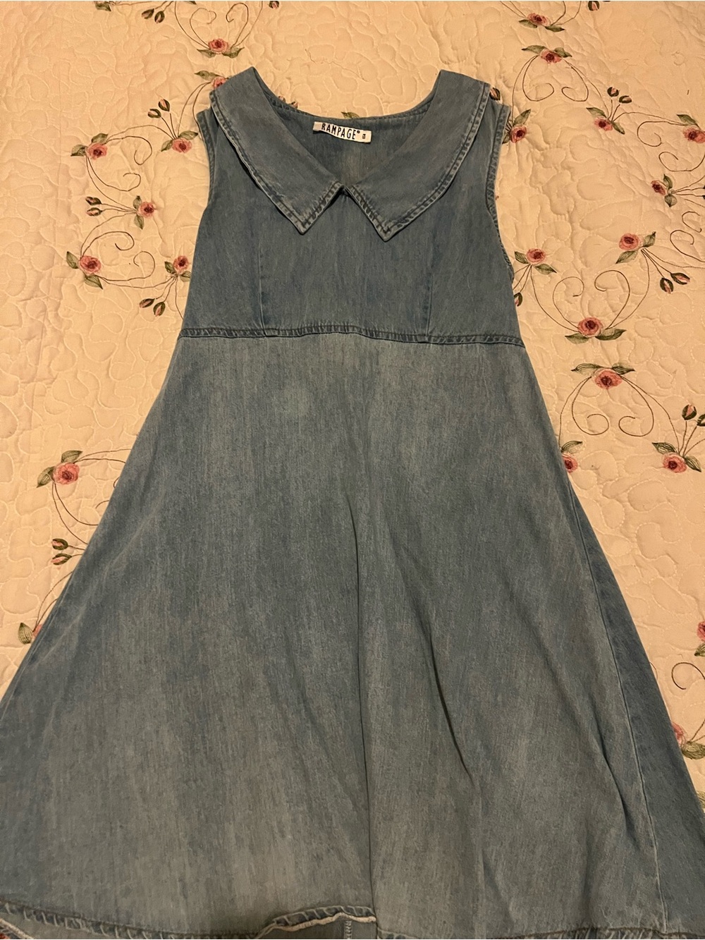 Rampage Light Blue Denim Sleeveless Dress with Peter Pan Collar